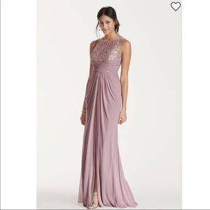 Sleeveless Mesh Metallic Dress with Corded Lace